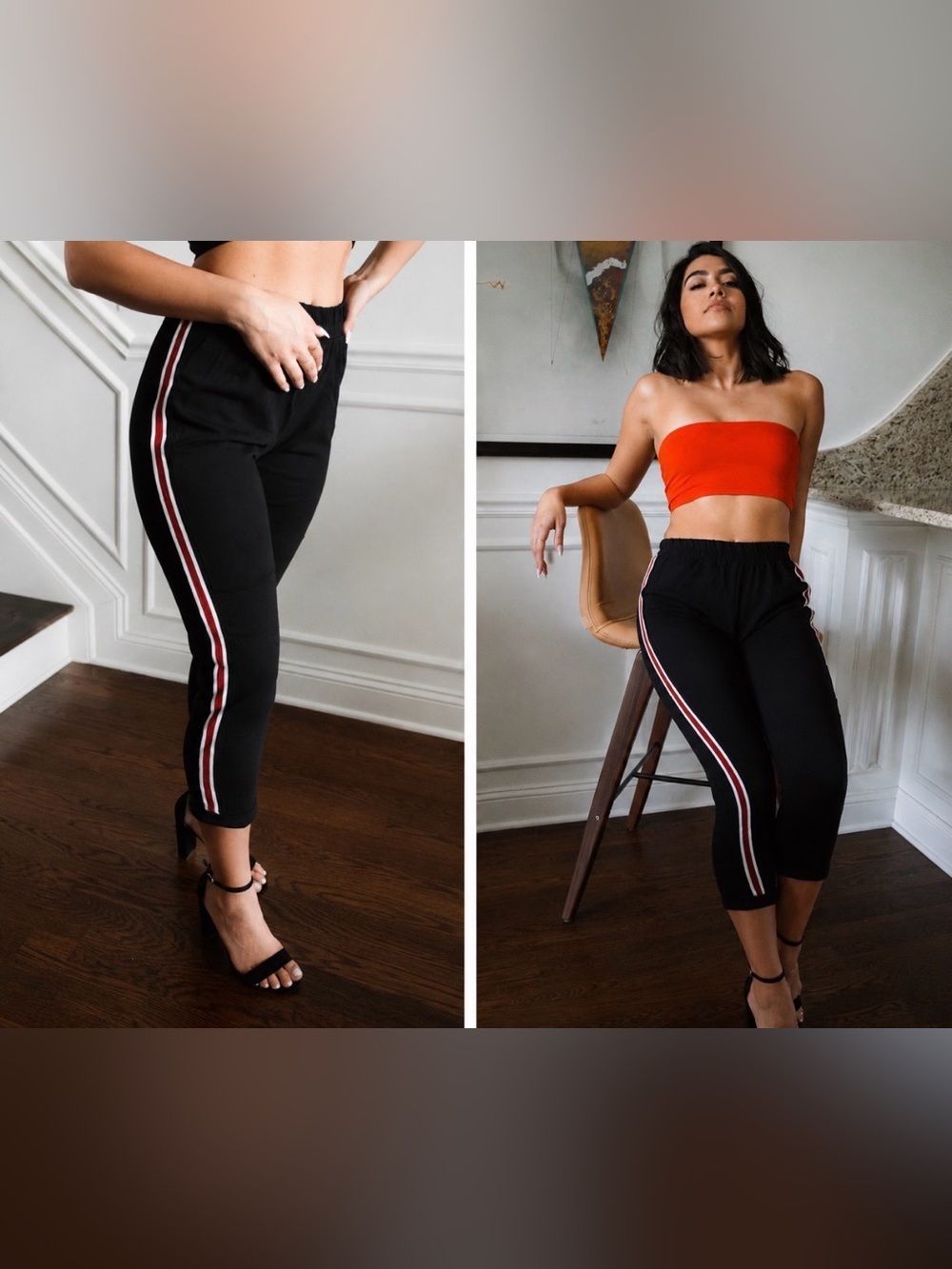 Black Side-Stripe Crop Joggers - Women's Casual Pants
